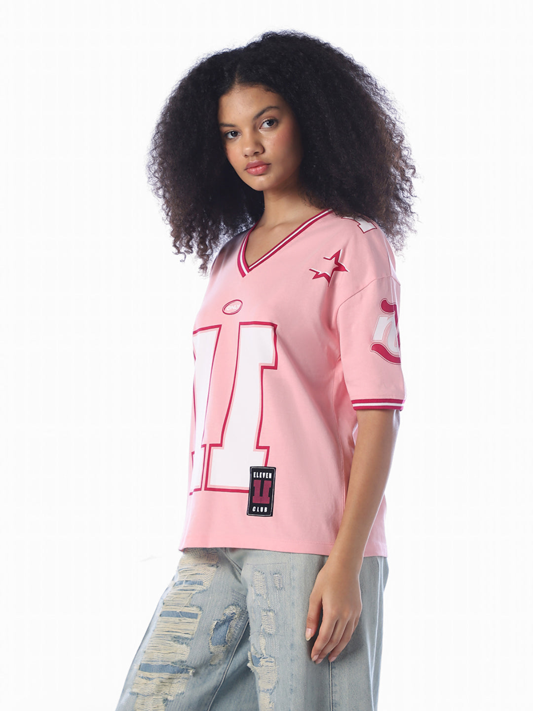 Pink Varsity Oversized T-Shirt