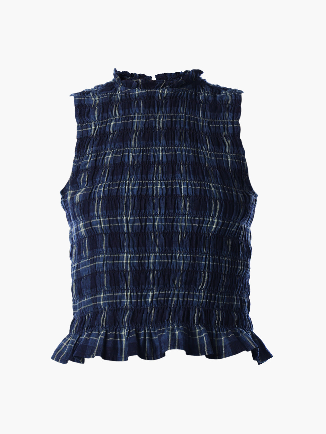 Navy Blue Check Top