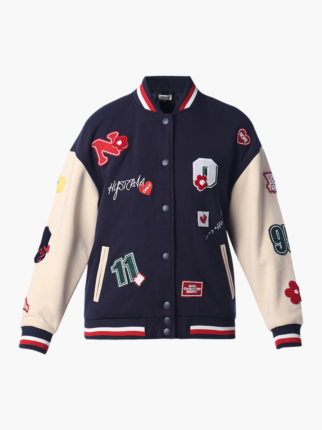 Navy Blue Printed Bomber Jacket
