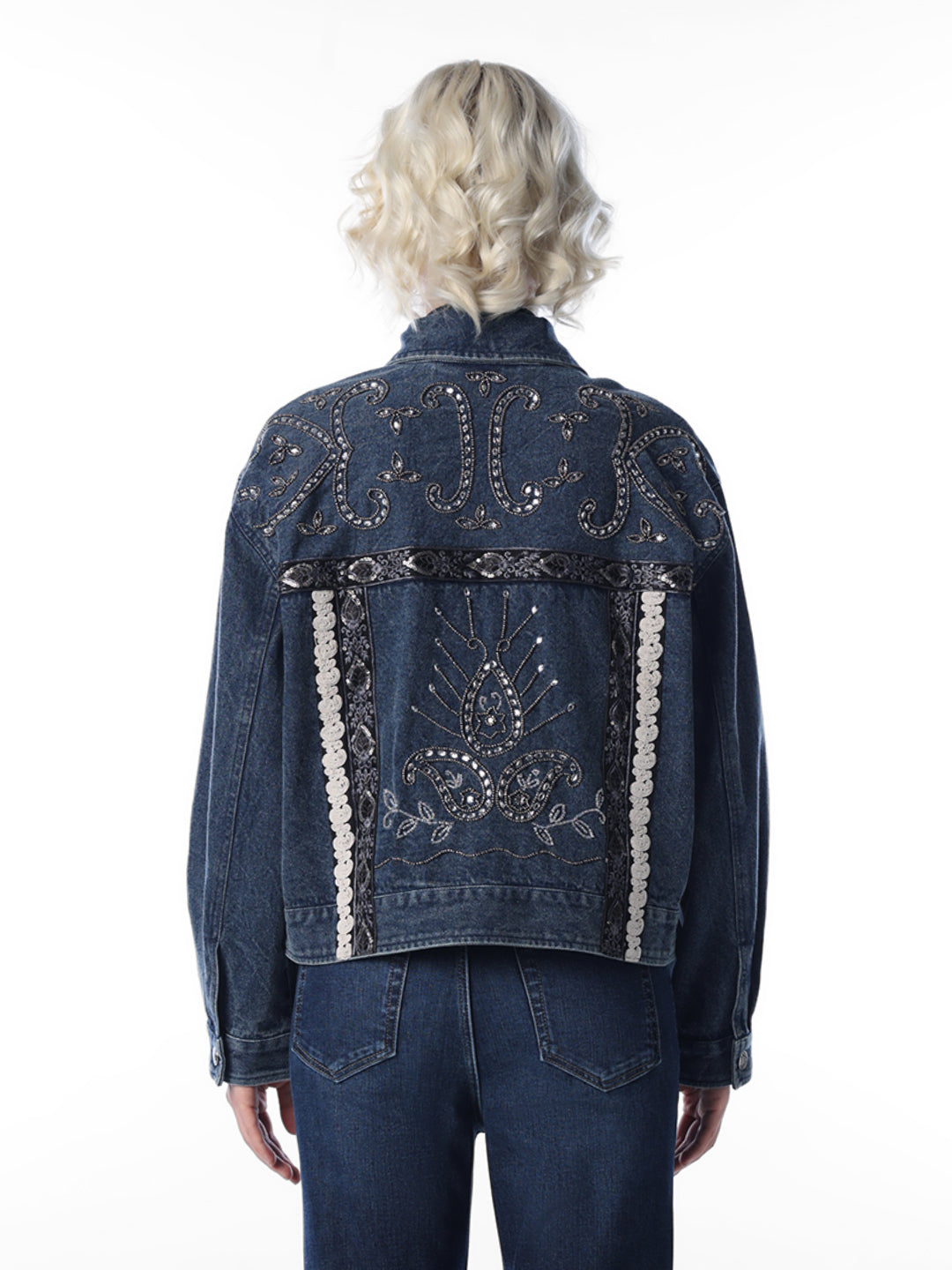 Blue Embellished Denim Jacket