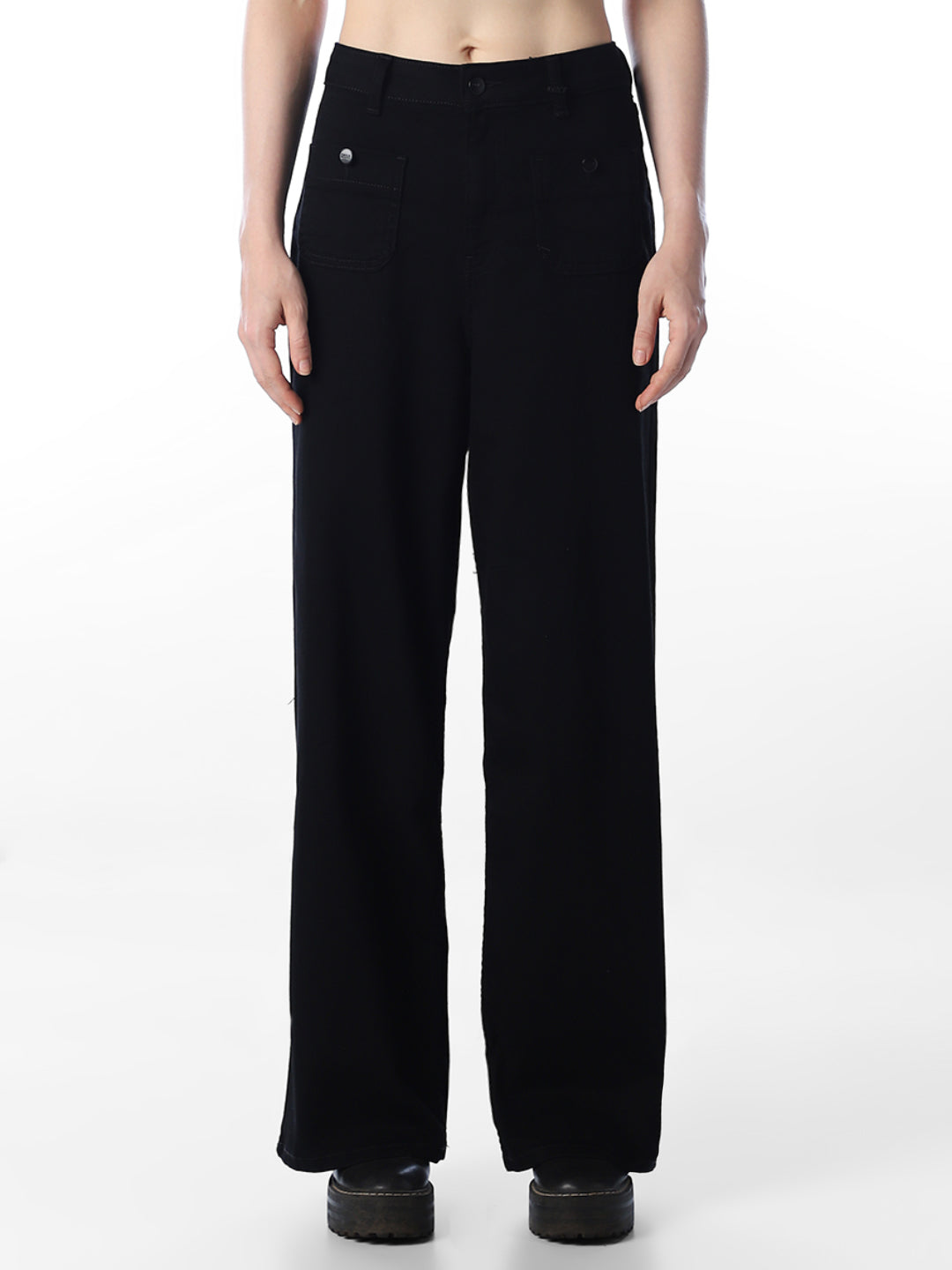Black High Rise Wide Leg Jeans