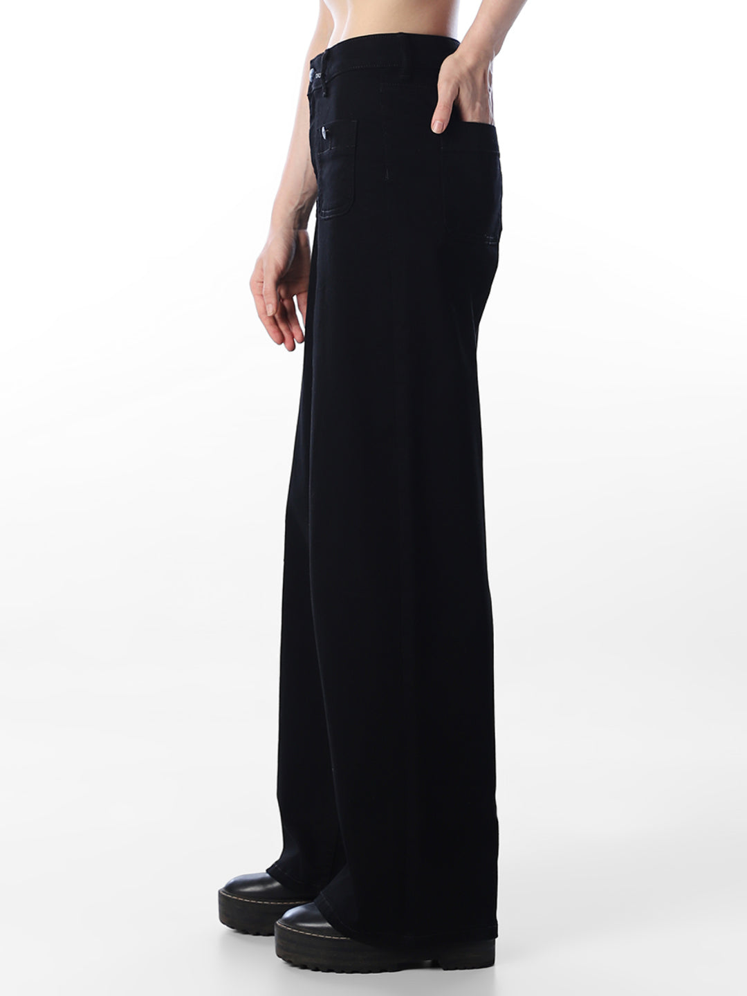 Black High Rise Wide Leg Jeans
