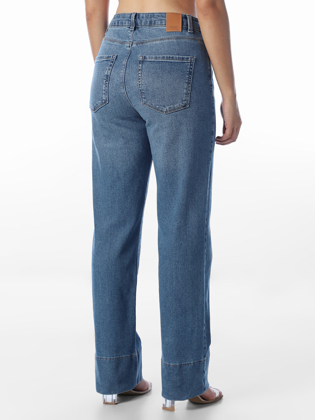 Blue High Rise Straight Fit Jeans