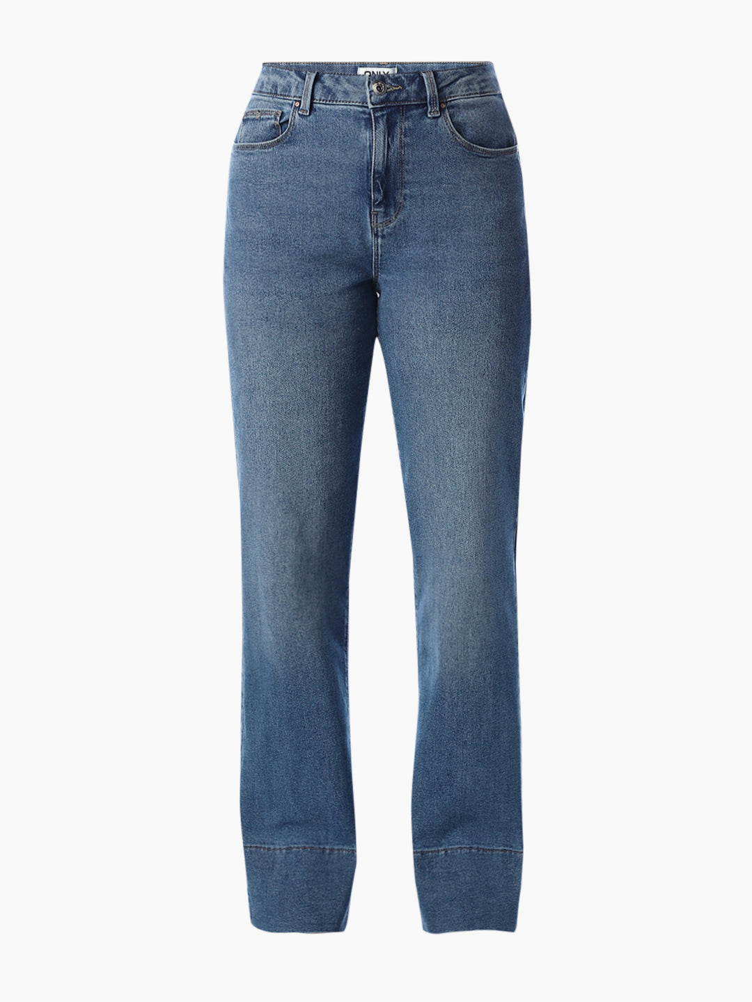 Blue High Rise Straight Fit Jeans