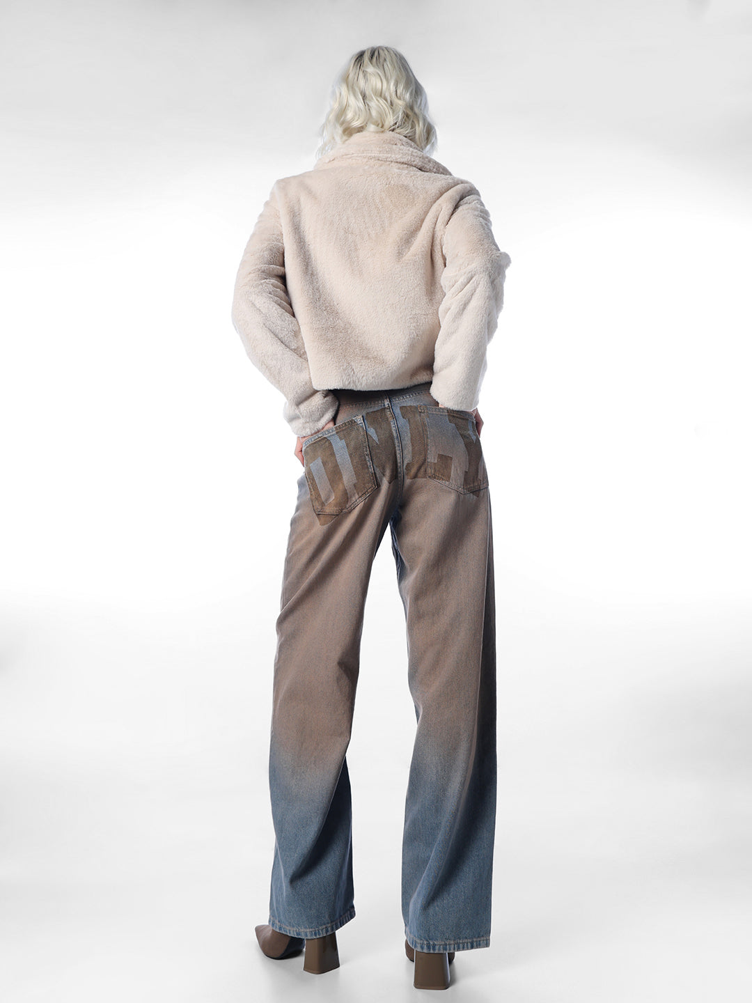 Blue Vintage Washed Wide Leg Jeans