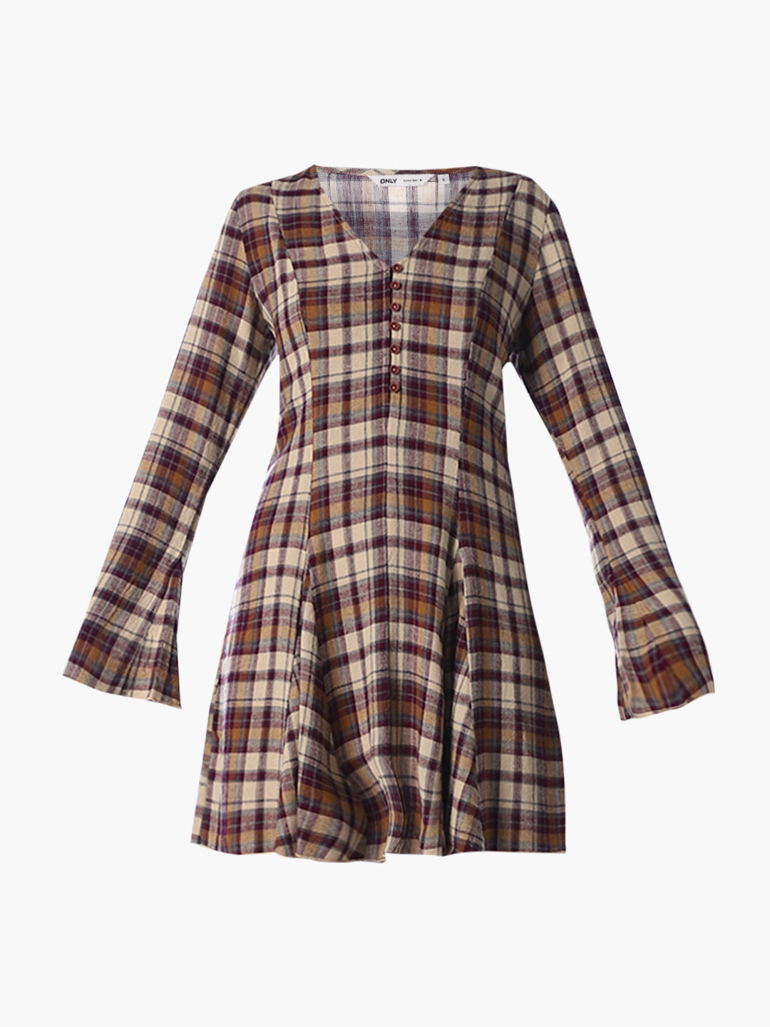 Brown Check Print Dress