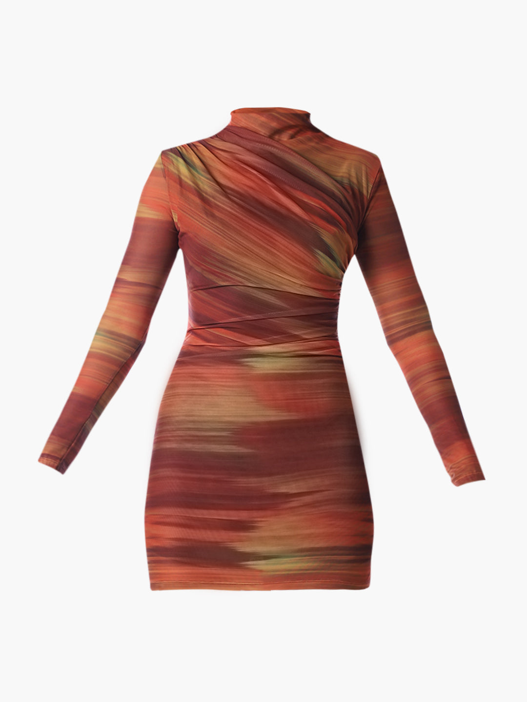 Brown High Neck Mesh Dress