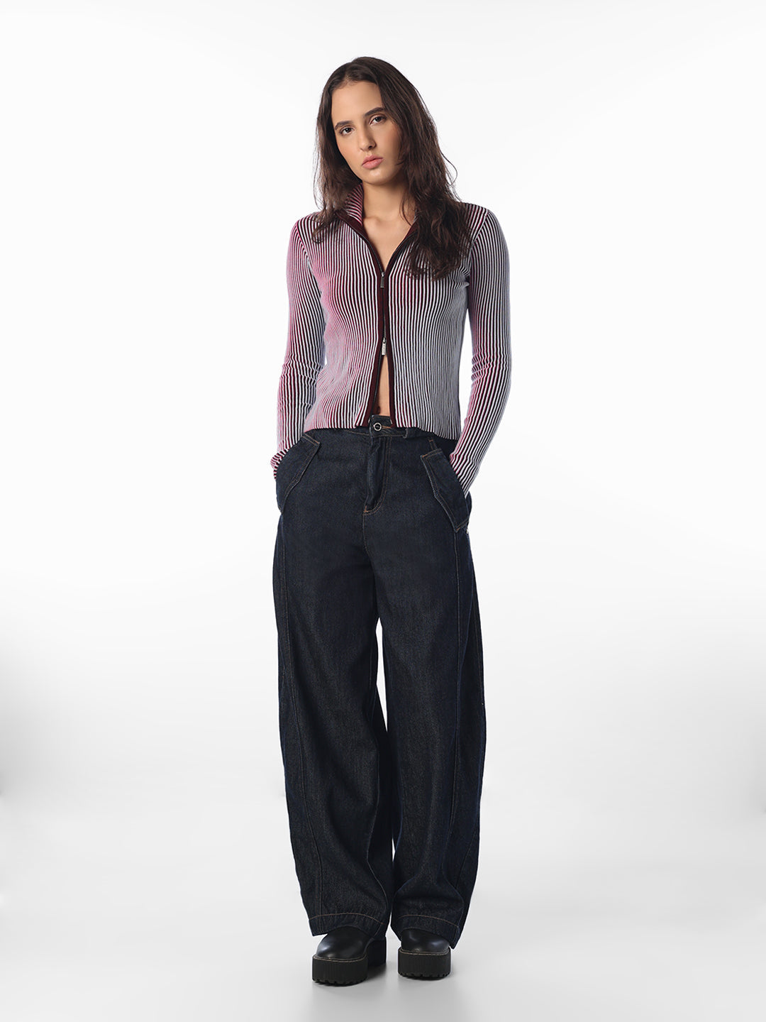 Ribbed Zip-Up Pullover