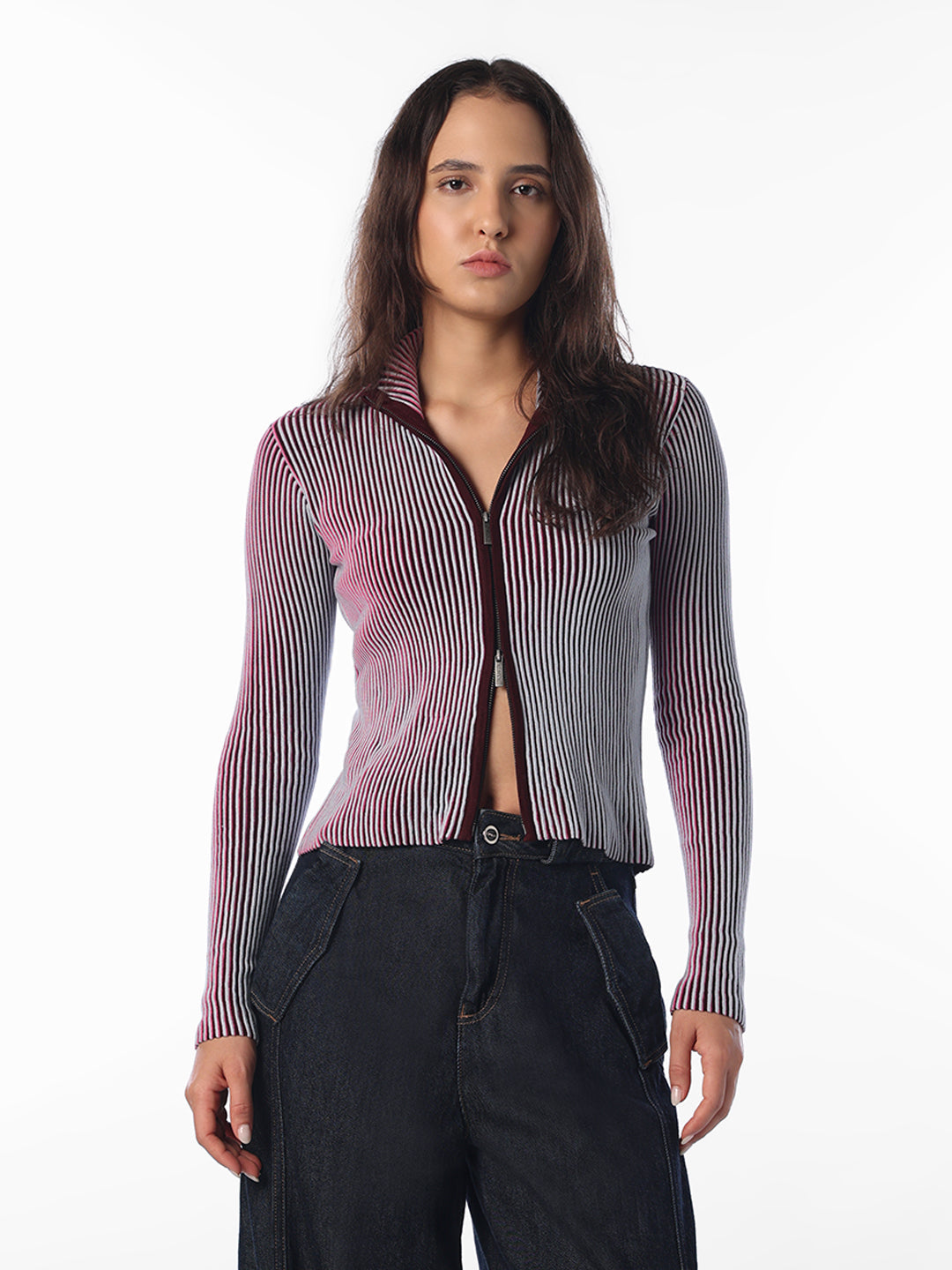 Ribbed Zip-Up Pullover