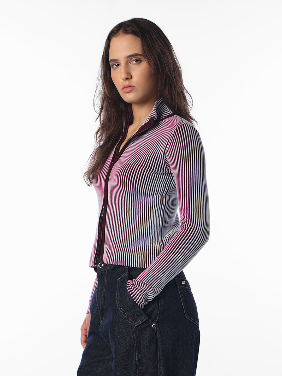 Ribbed Zip-Up Pullover