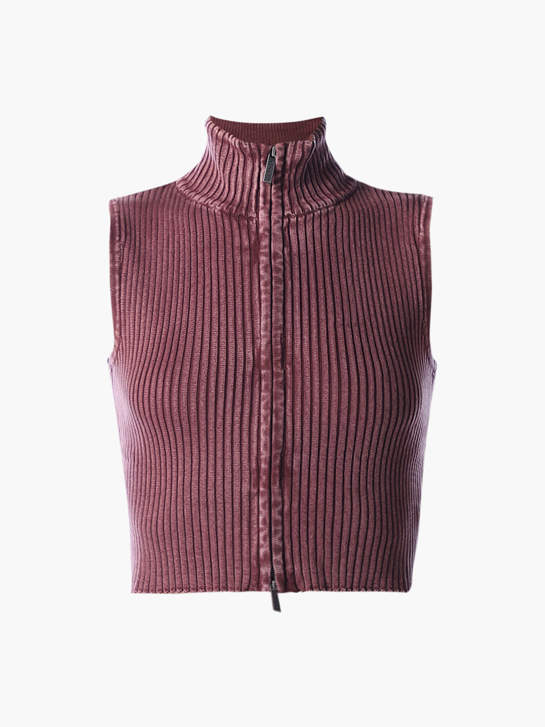 Maroon High Neck Cropped Top