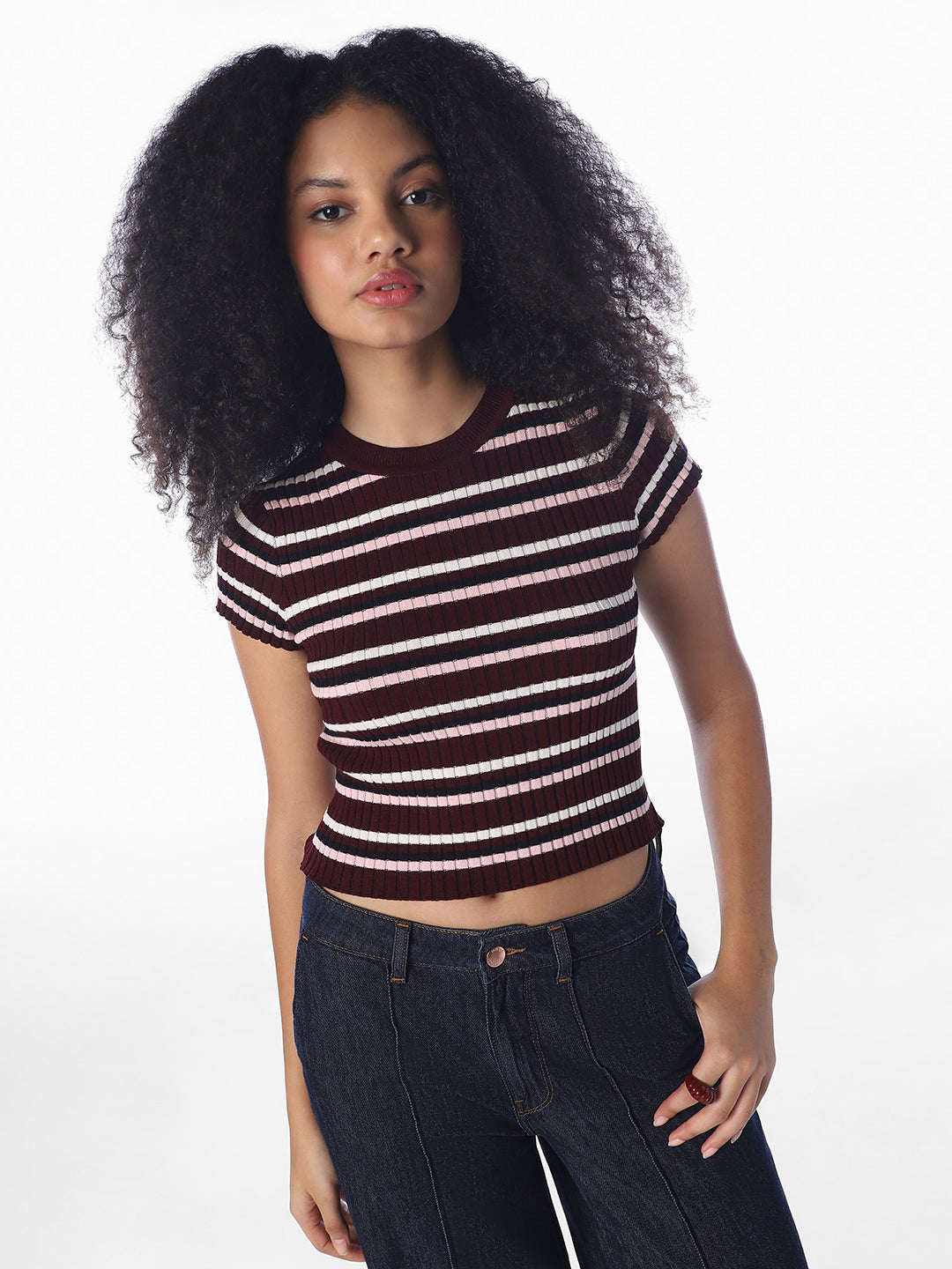 Striped Ribbed Knit Top
