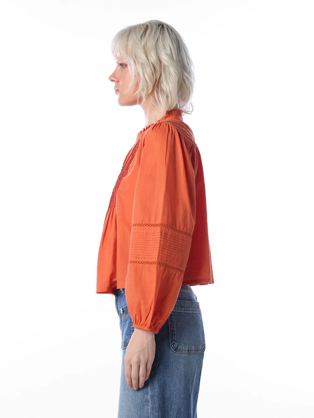 Orange Pintuck Top