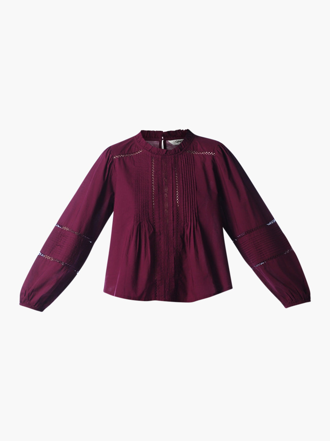 Maroon Frilled Neckline Shirt