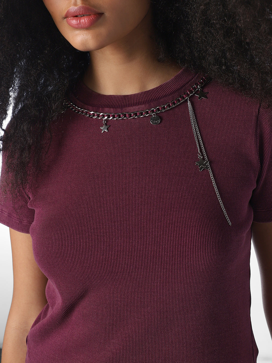 Chain Detail Cropped T-Shirt