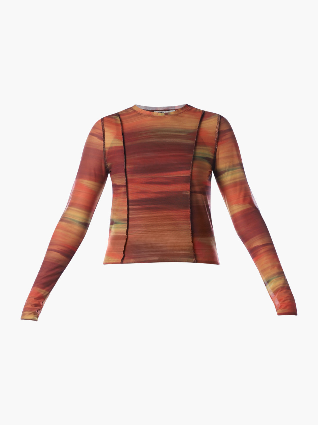 Brown Mesh Printed Top