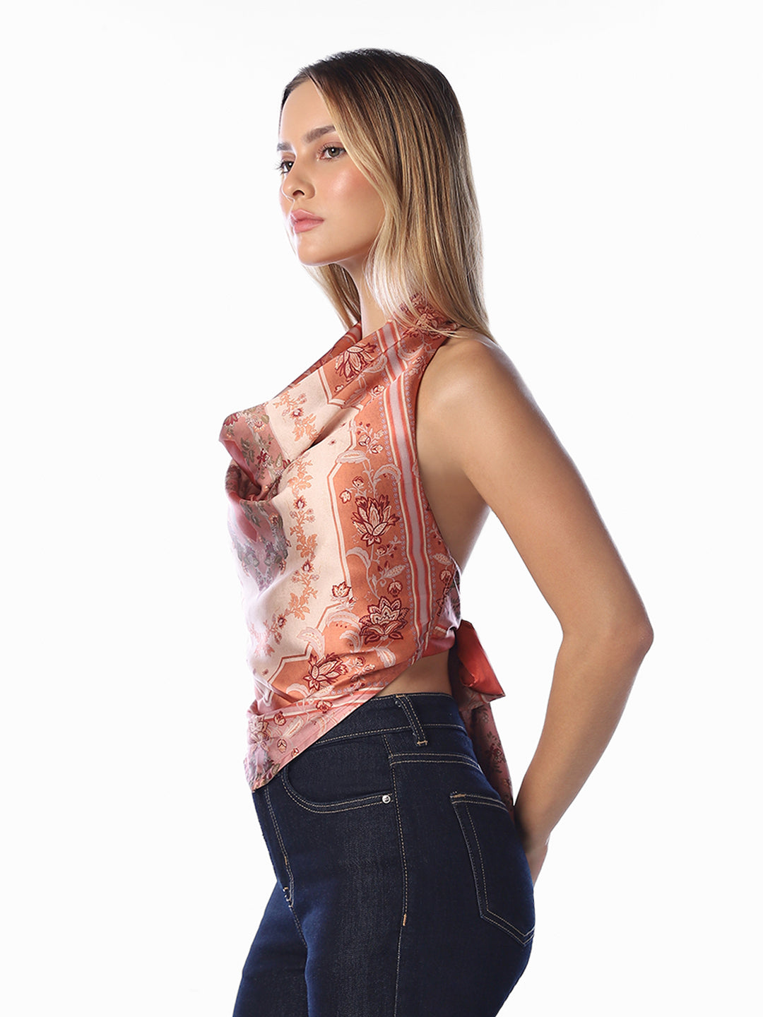 Printed Scarf Top