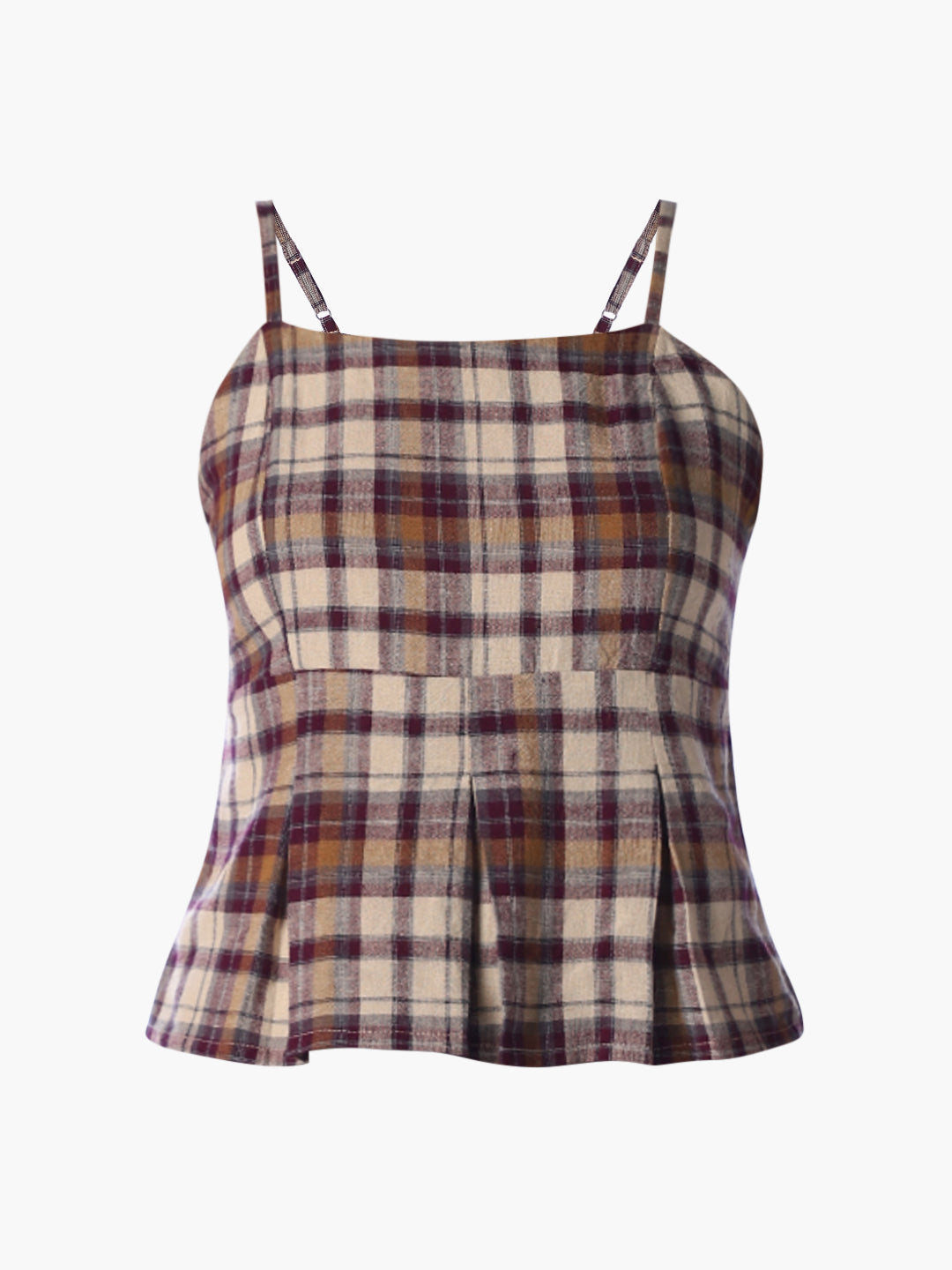 Brown Check Strappy Top