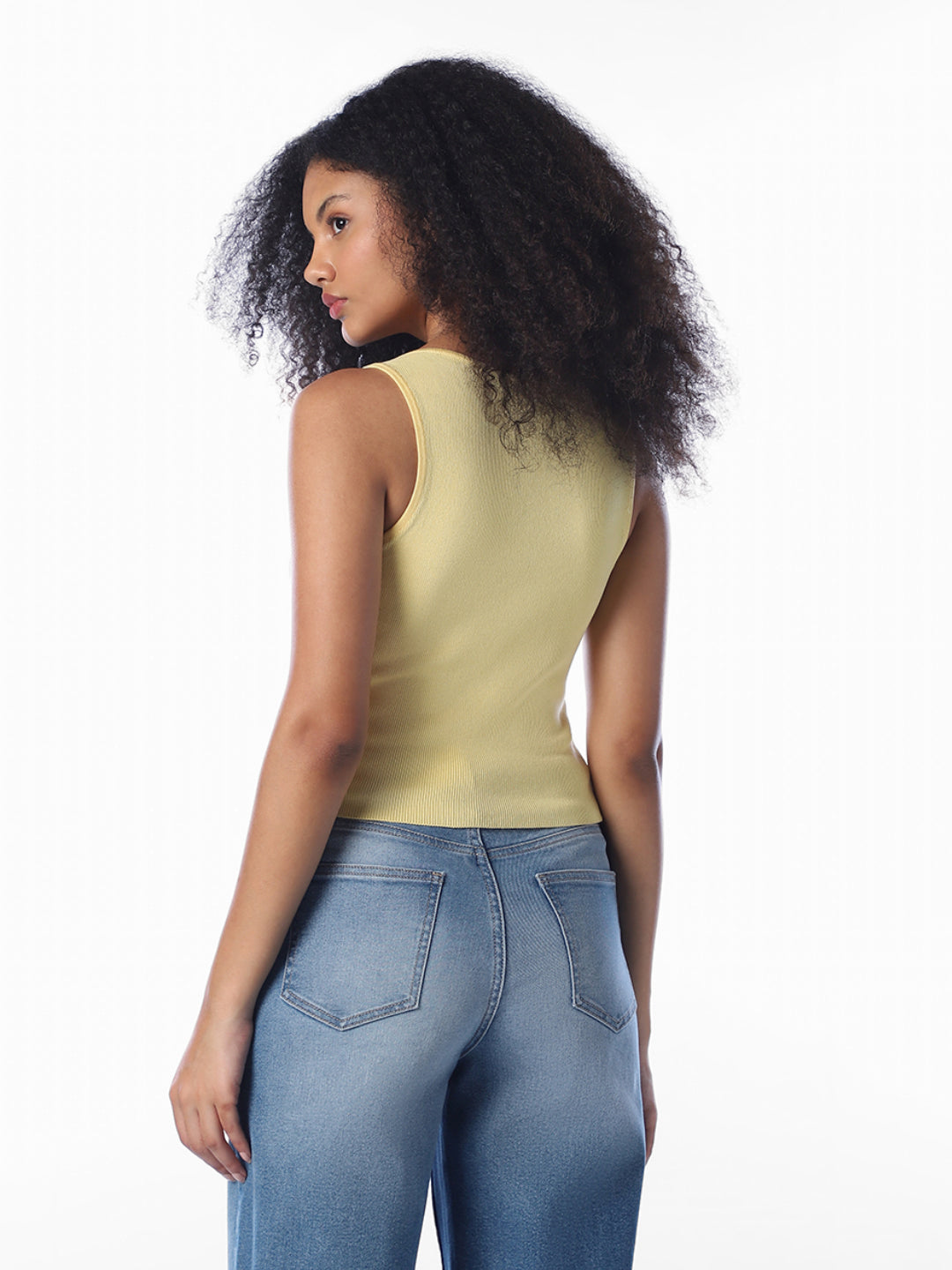 Yellow Chain-Link Knit Top