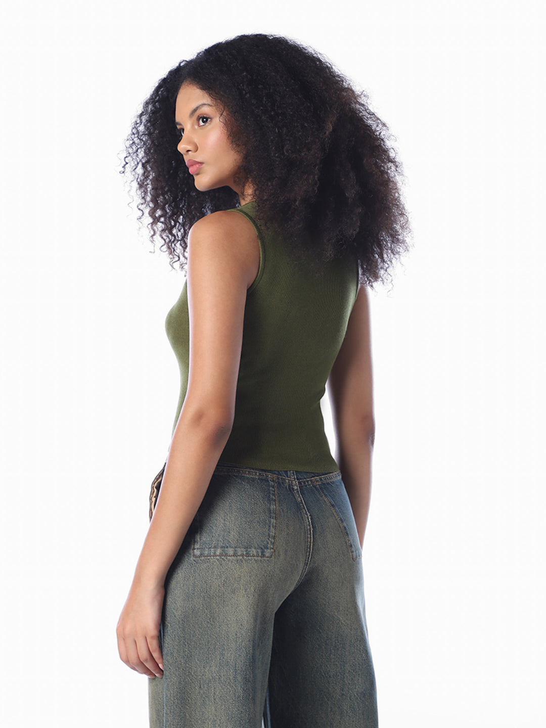 Green Chain-Link Knit Top