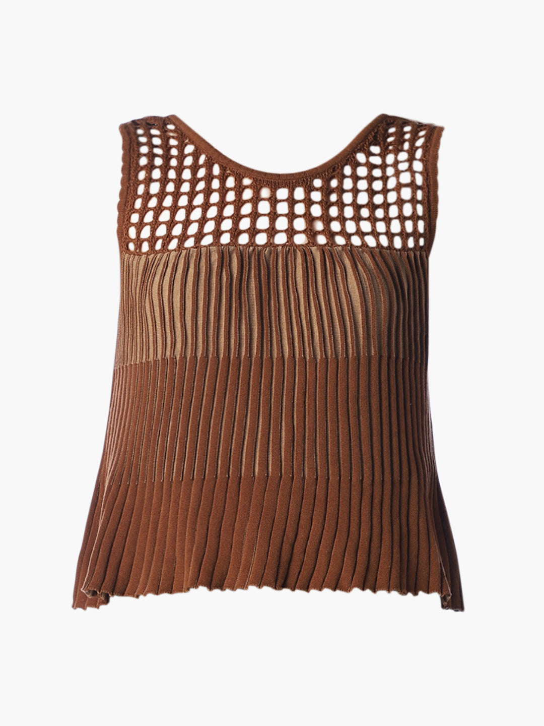 Brown Textured Cotton Top