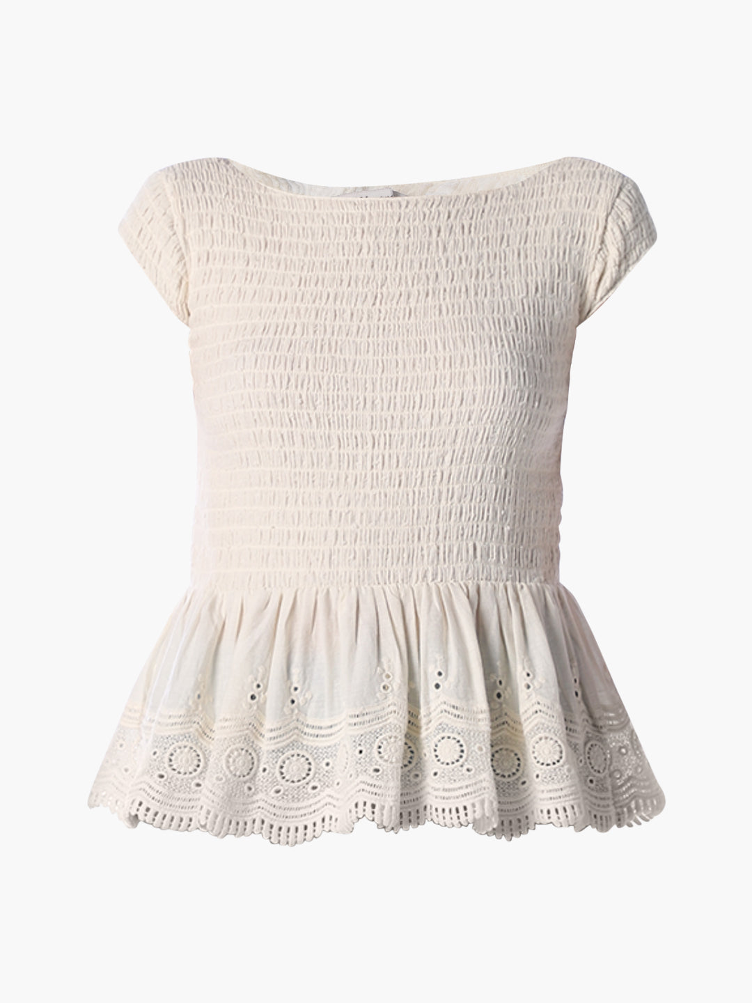 Ecru Smocked Peplum Top