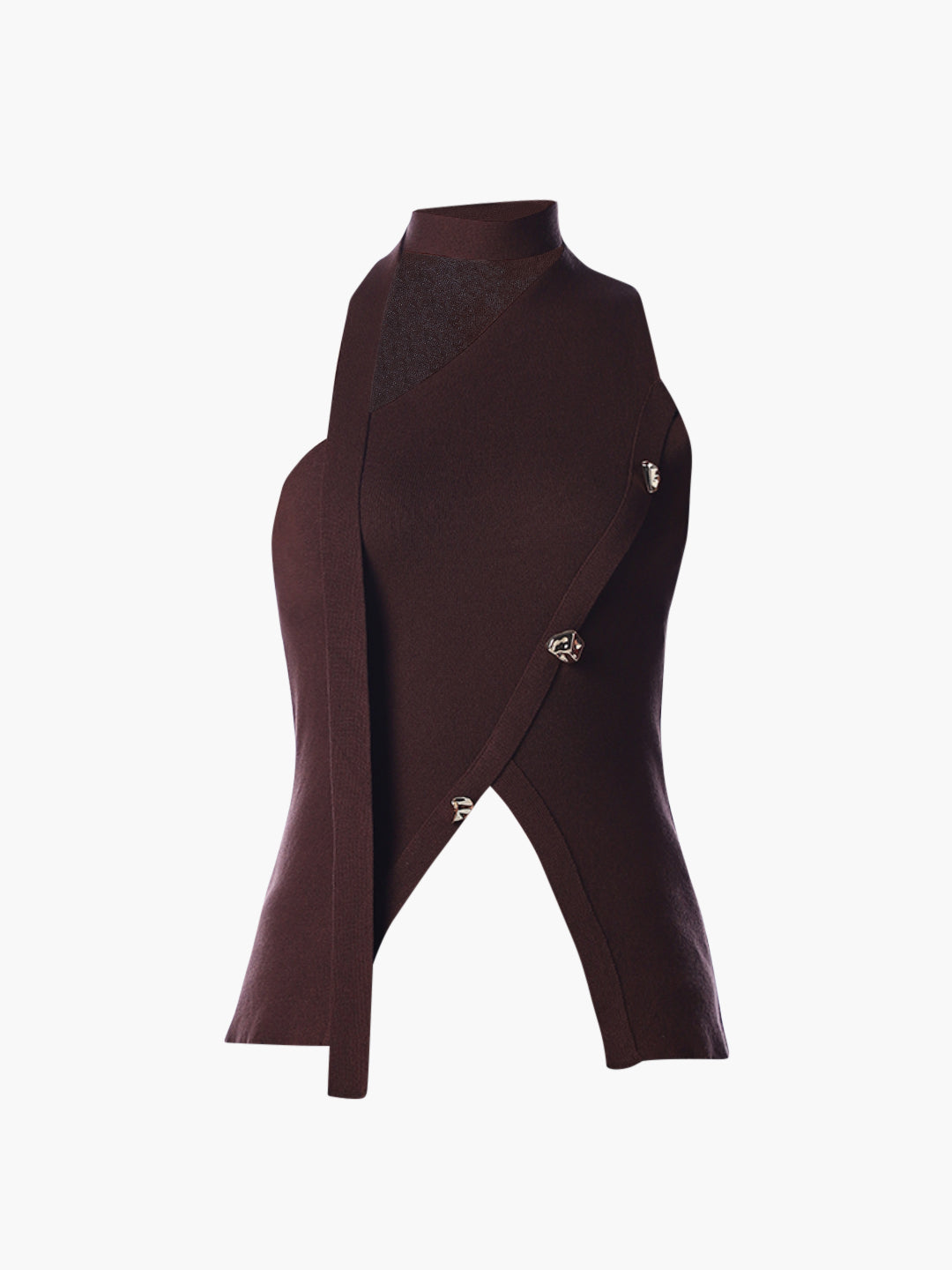 Dark Brown Asymmetric Knit Top