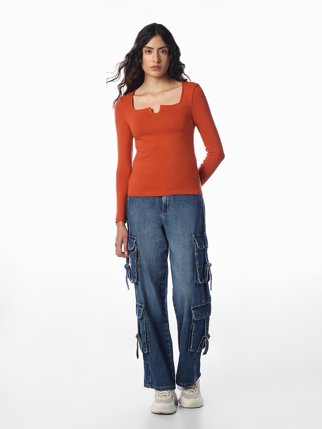 Rust Orange Fitted Top
