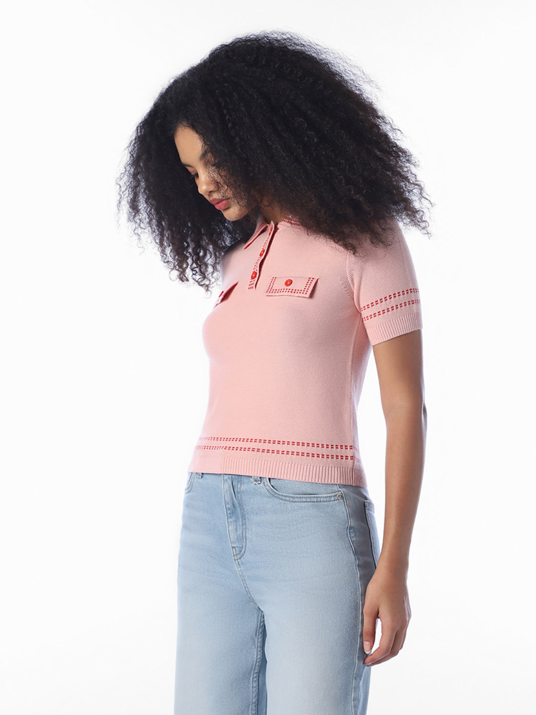 Contrast Stitch Knitted Polo