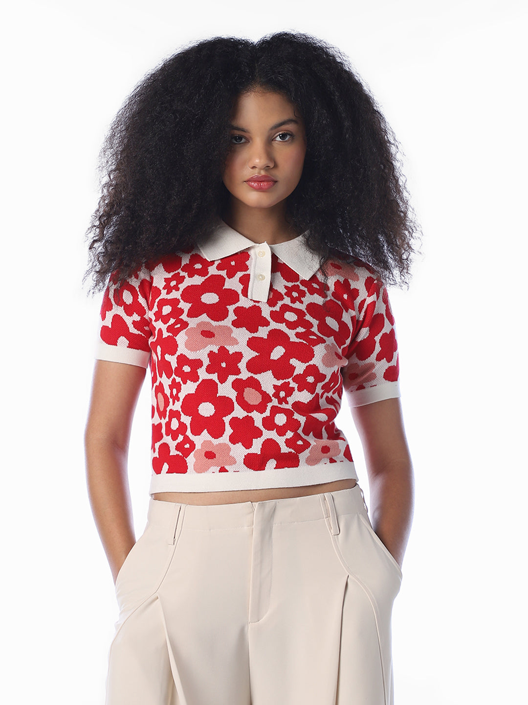 Floral Knitted Polo