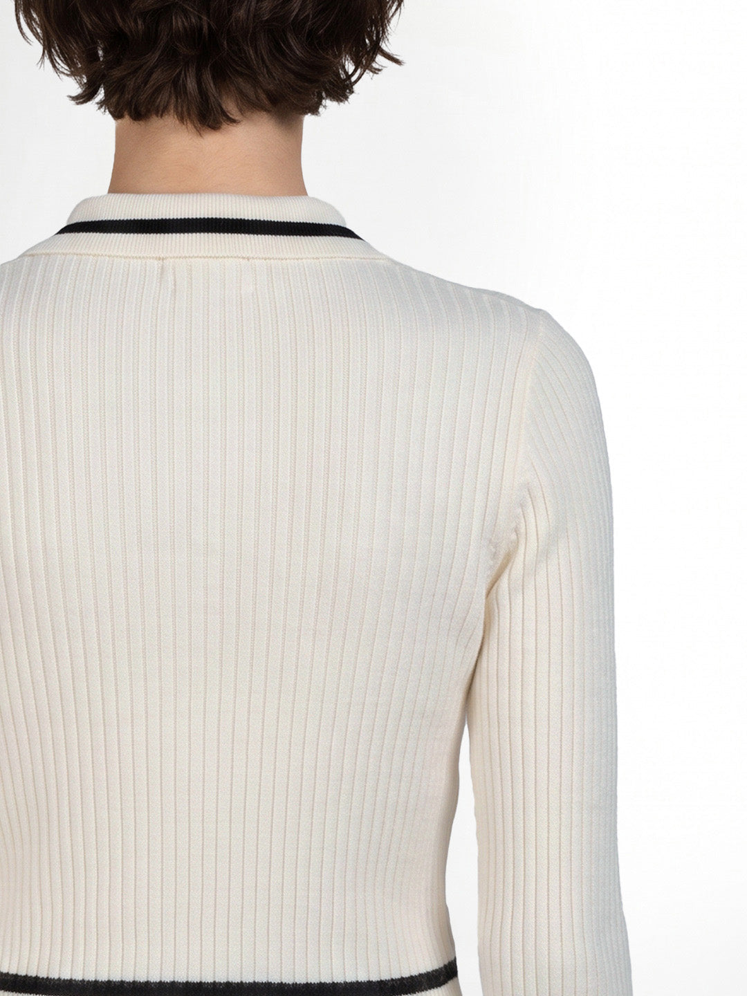 White Contrast Tipping Pullover