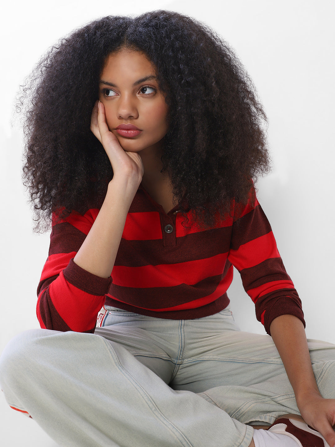 Brown Colourblocked Knitted Polo