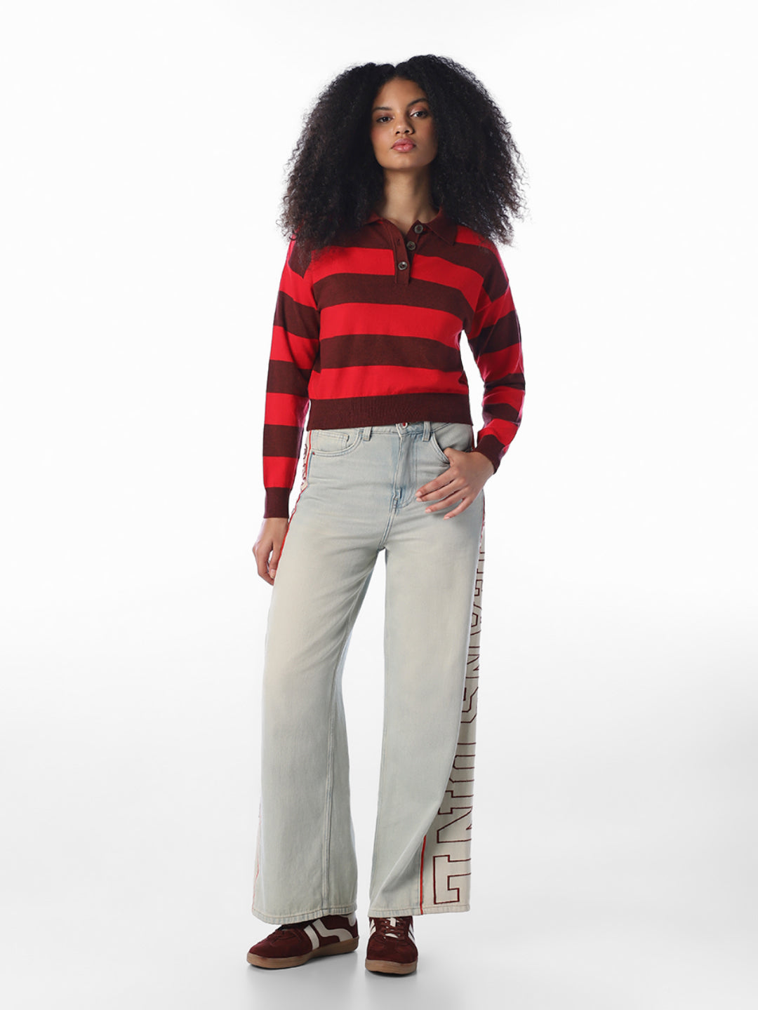 Brown Colourblocked Knitted Polo