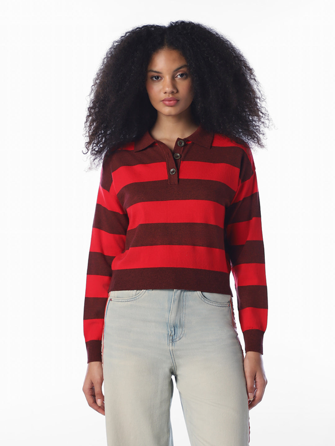 Brown Colourblocked Knitted Polo