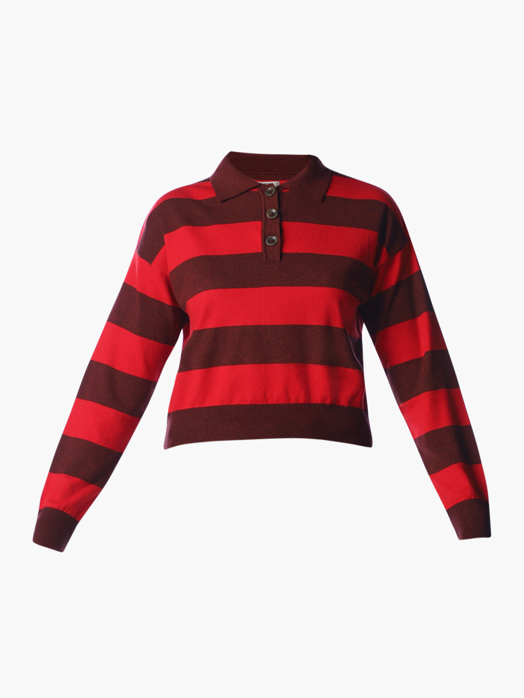 Brown Colourblocked Knitted Polo