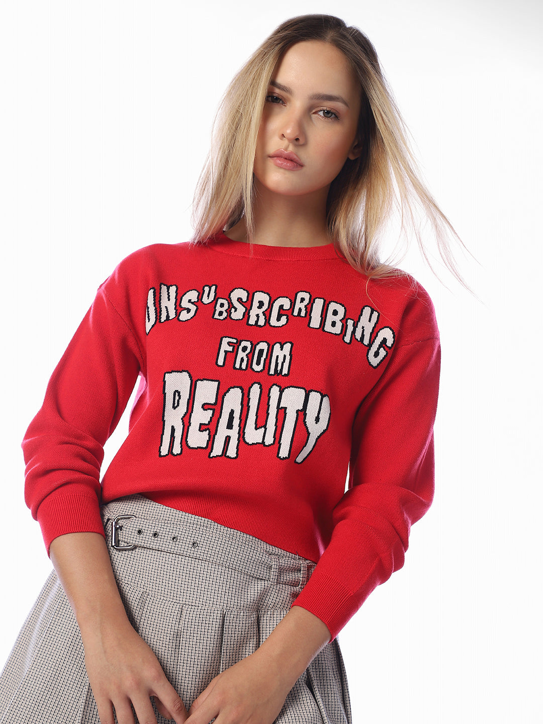 Red Printed Pullover
