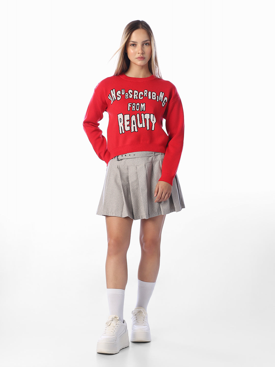 Red Printed Pullover