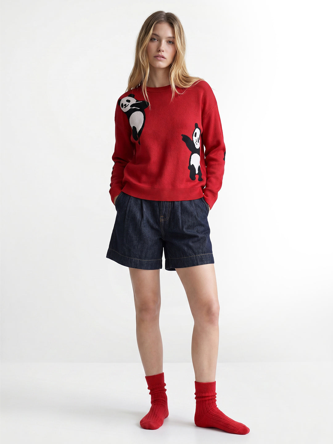 Red Panda Print Pullover