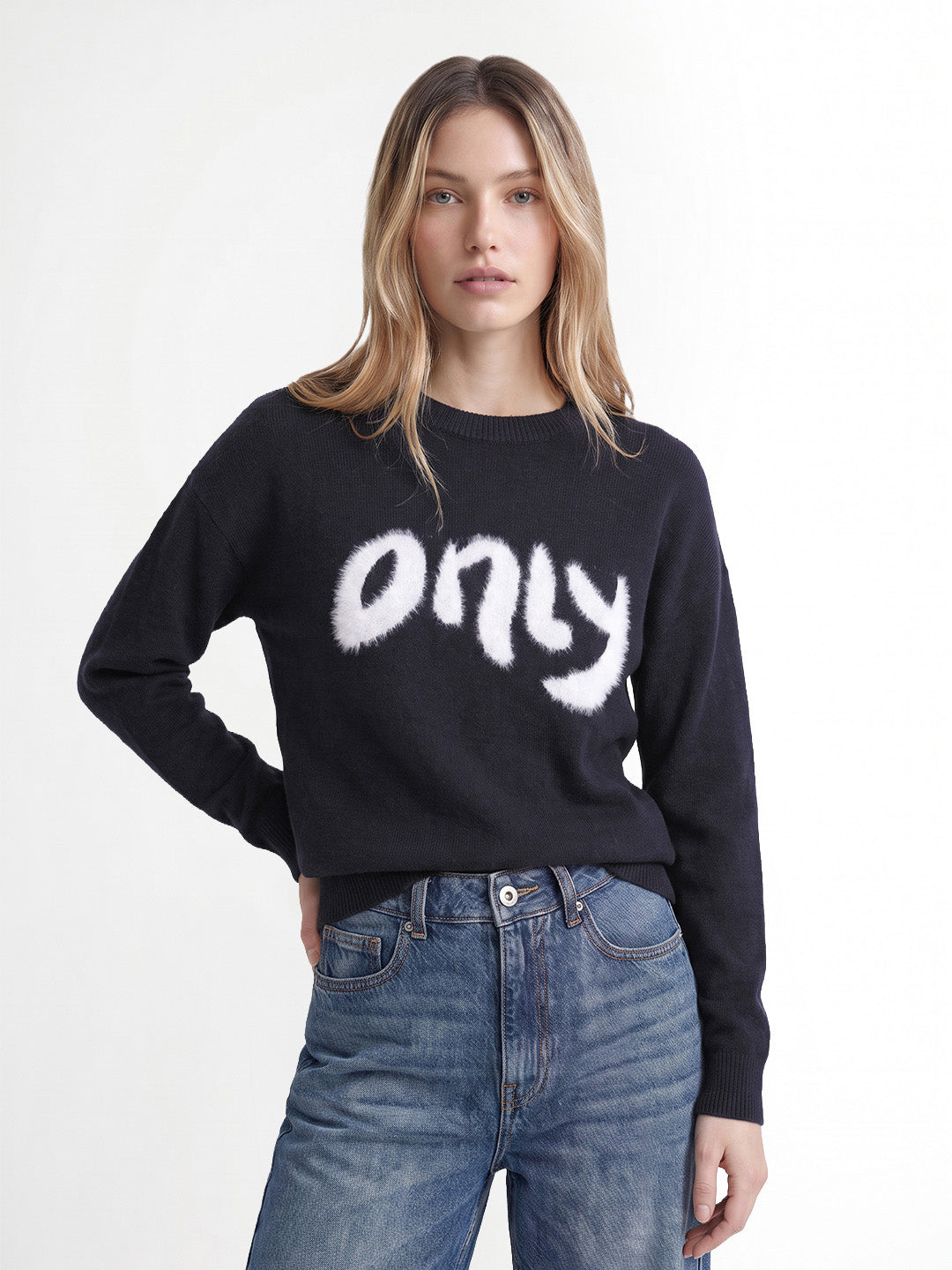 Navy Blue Printed Pullover