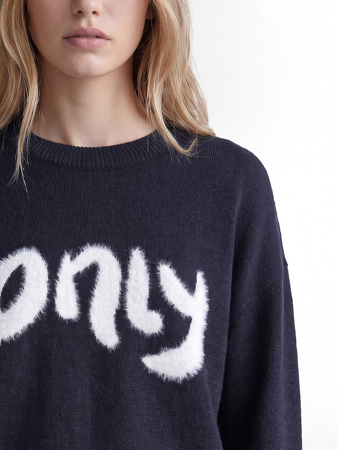 Navy Blue Printed Pullover