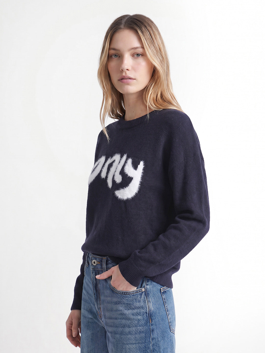 Navy Blue Printed Pullover