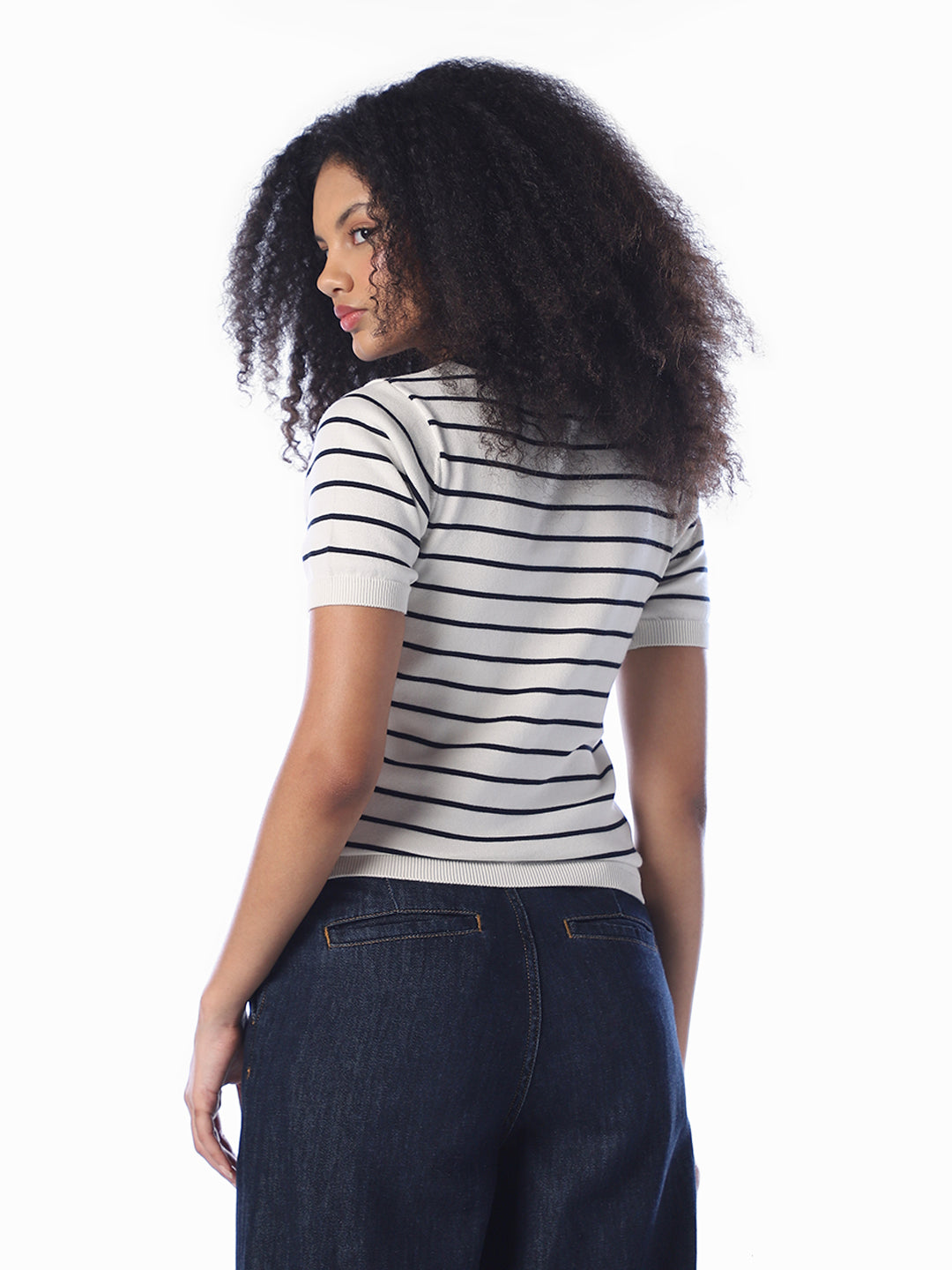 White Striped Buttoned Cardigan