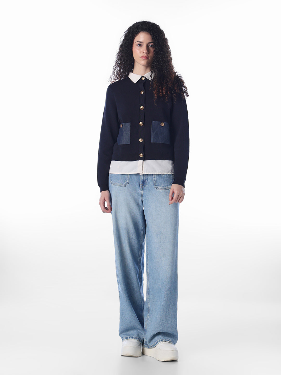 Blue Colourblocked Pullover