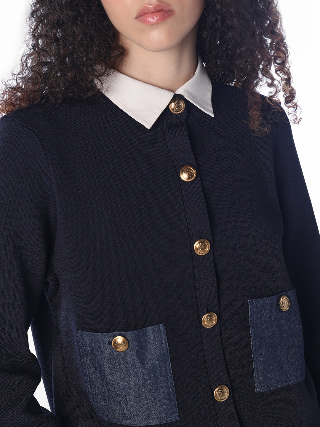 Blue Colourblocked Pullover