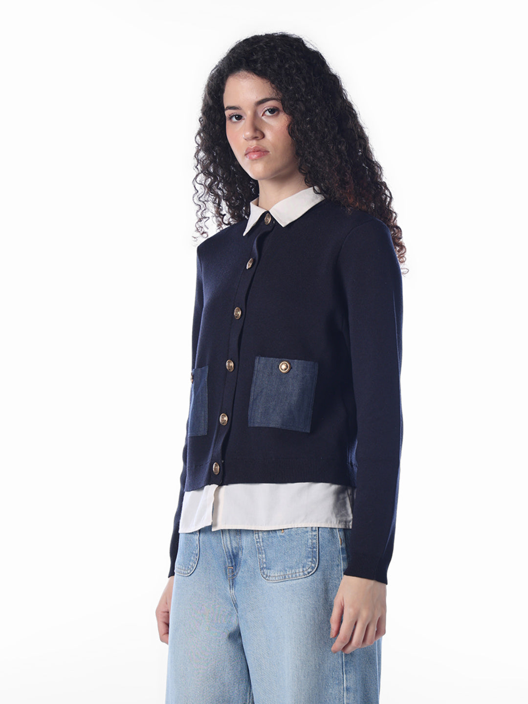 Blue Colourblocked Pullover