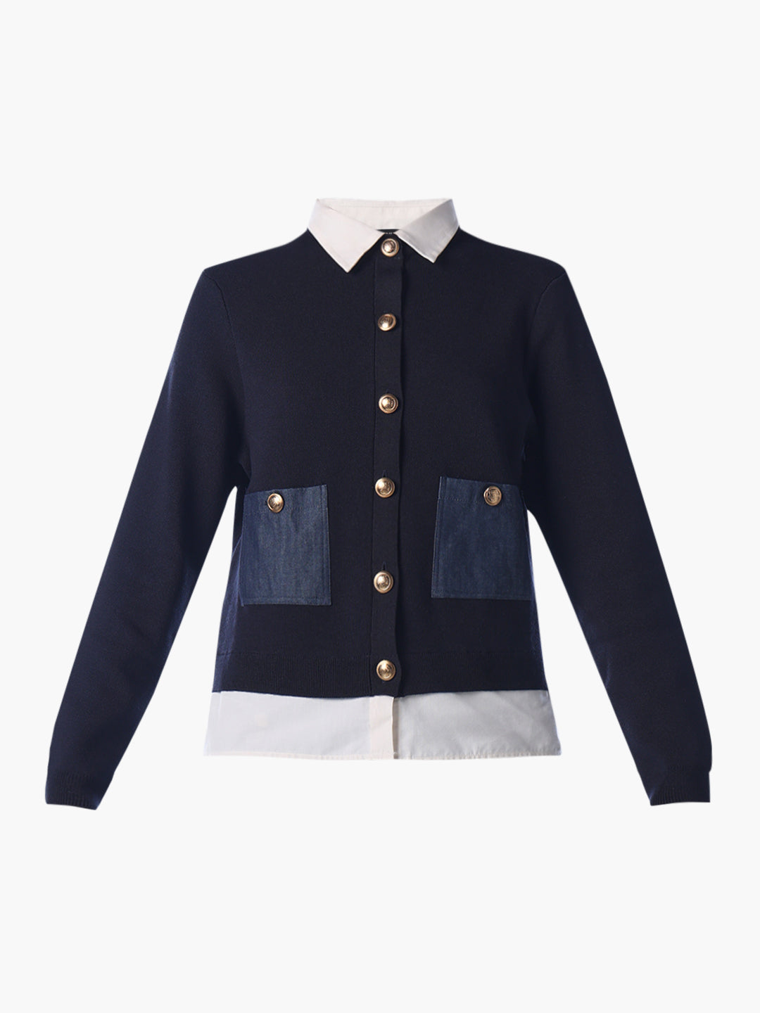 Blue Colourblocked Pullover