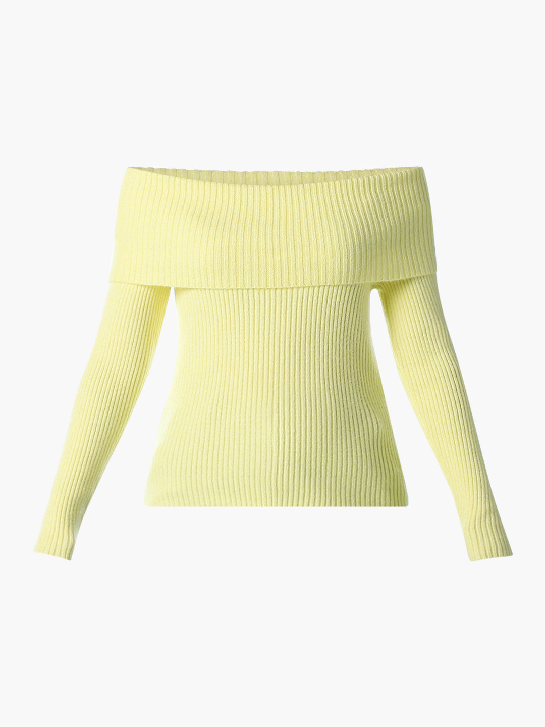 Yellow Ribbed Off-Shoulder Top