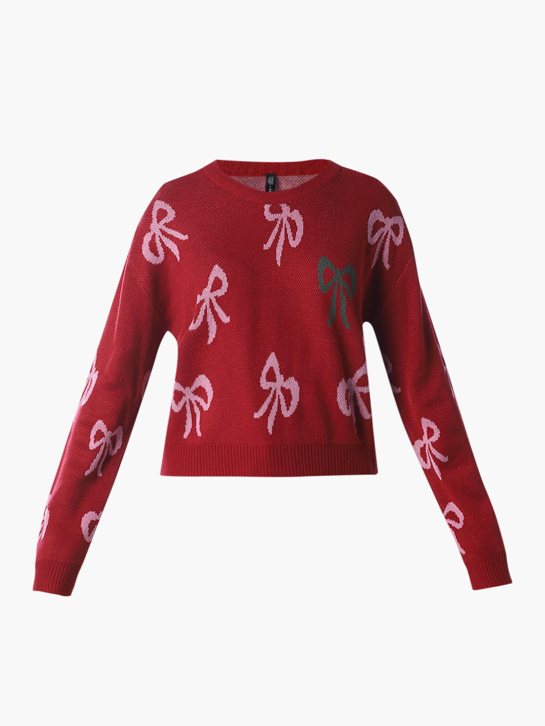 Red Printed O-Neck Pullover