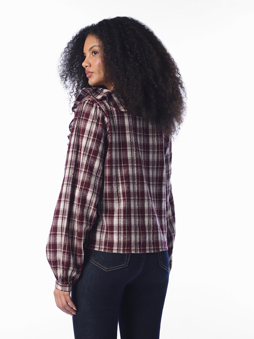 Brown Check Frill Shirt