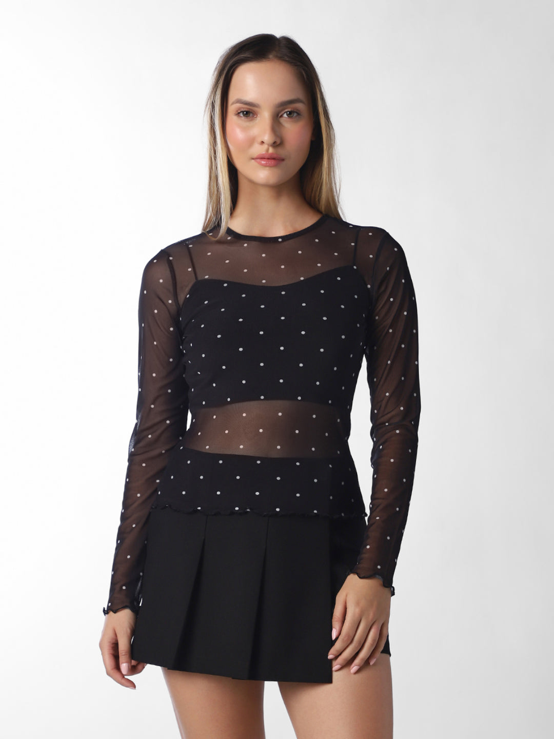 Polka Dot Mesh Top